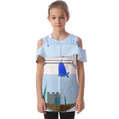 Wal-fish-small-world-lake-sea Fold Over Open Sleeve Top by 99art