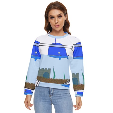 Wal-fish-small-world-lake-sea Women s Long Sleeve Raglan Tee by 99art