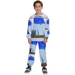 Wal-fish-small-world-lake-sea Kids  Sweatshirt Set by 99art