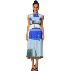 Wal-fish-small-world-lake-sea Sleeveless Round Neck Midi Dress