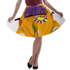 Car-transportation-cartoon-comic A-line Skater Skirt by 99art