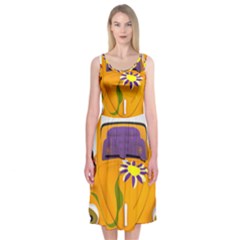 Car-transportation-cartoon-comic Midi Sleeveless Dress by 99art