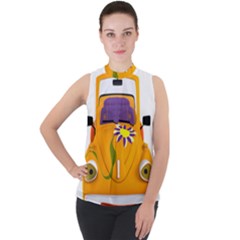 Car-transportation-cartoon-comic Mock Neck Chiffon Sleeveless Top by 99art