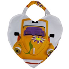 Car-transportation-cartoon-comic Giant Heart Shaped Tote by 99art