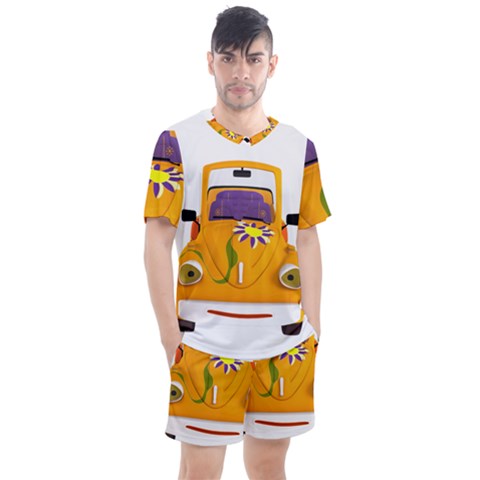 Car-transportation-cartoon-comic Men s Mesh Tee And Shorts Set by 99art