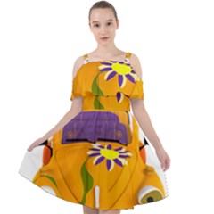 Car-transportation-cartoon-comic Cut Out Shoulders Chiffon Dress by 99art