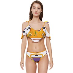 Car-transportation-cartoon-comic Ruffle Edge Tie Up Bikini Set	 by 99art