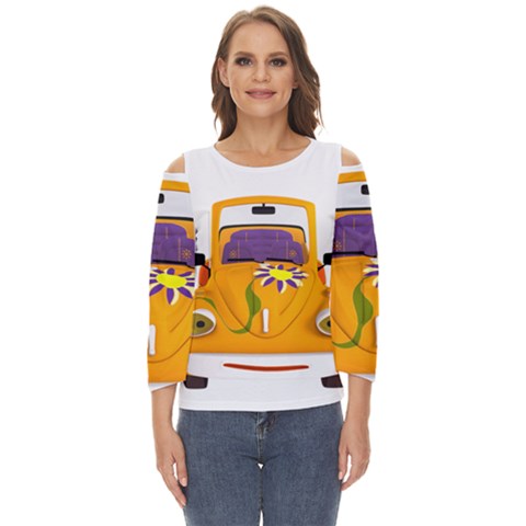 Car-transportation-cartoon-comic Cut Out Wide Sleeve Top by 99art