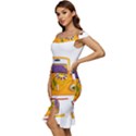 Car-transportation-cartoon-comic Off Shoulder Ruffle Split Hem Bodycon Dress View2