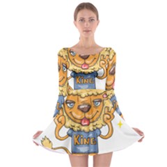 Animation-lion-animals-king-cool Long Sleeve Skater Dress by 99art