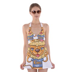 Animation-lion-animals-king-cool Halter Dress Swimsuit  by 99art