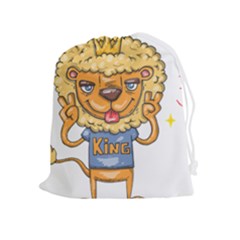 Animation-lion-animals-king-cool Drawstring Pouch (xl) by 99art