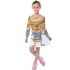 Animation-lion-animals-king-cool Kids  Long Sleeve Velvet Dress by 99art