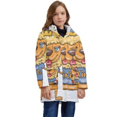 Animation-lion-animals-king-cool Kids  Hooded Longline Puffer Jacket by 99art