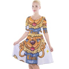 Animation-lion-animals-king-cool Quarter Sleeve A-line Dress by 99art