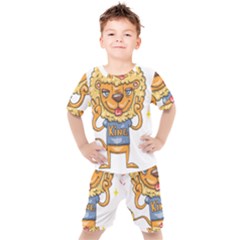 Animation-lion-animals-king-cool Kids  Tee And Shorts Set by 99art