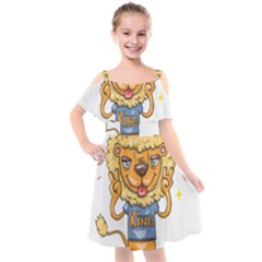 Animation-lion-animals-king-cool Kids  Cut Out Shoulders Chiffon Dress by 99art