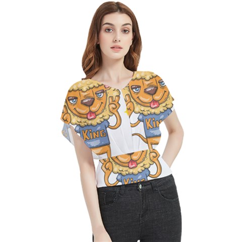 Animation-lion-animals-king-cool Butterfly Chiffon Blouse by 99art