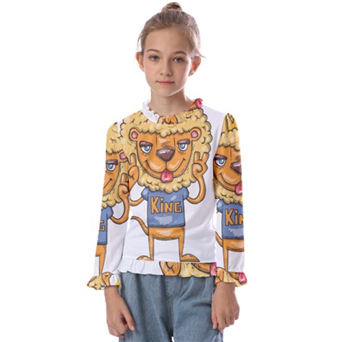 Animation-lion-animals-king-cool Kids  Frill Detail Tee by 99art