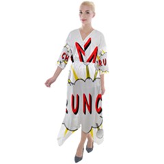 Comic-noise-paleness-explosion Quarter Sleeve Wrap Front Maxi Dress by 99art