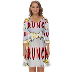 Comic-noise-paleness-explosion Shoulder Cut Out Zip Up Dress