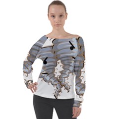 Tornado-twister-angry-comic Off Shoulder Long Sleeve Velour Top by 99art