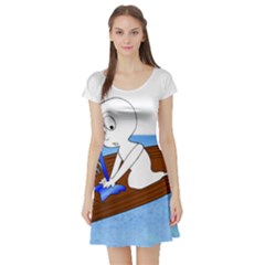 Spirit-boat-funny-comic-graphic Short Sleeve Skater Dress by 99art