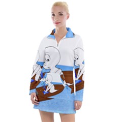 Spirit-boat-funny-comic-graphic Women s Long Sleeve Casual Dress by 99art