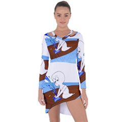 Spirit-boat-funny-comic-graphic Asymmetric Cut-out Shift Dress by 99art