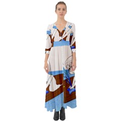 Spirit-boat-funny-comic-graphic Button Up Boho Maxi Dress by 99art