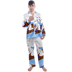 Spirit-boat-funny-comic-graphic Men s Long Sleeve Satin Pajamas Set by 99art