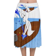 Spirit-boat-funny-comic-graphic Velvet Flared Midi Skirt by 99art