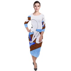 Spirit-boat-funny-comic-graphic Quarter Sleeve Midi Velour Bodycon Dress by 99art