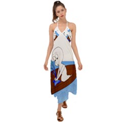 Spirit-boat-funny-comic-graphic Halter Tie Back Dress  by 99art