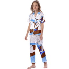 Spirit-boat-funny-comic-graphic Kids  Satin Short Sleeve Pajamas Set by 99art