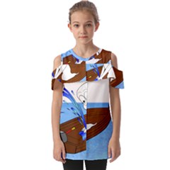 Spirit-boat-funny-comic-graphic Fold Over Open Sleeve Top by 99art