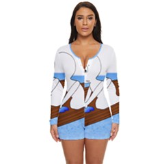 Spirit-boat-funny-comic-graphic Long Sleeve Boyleg Swimsuit by 99art