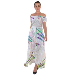 Maasai-man-people-abstract Off Shoulder Open Front Chiffon Dress by 99art