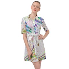 Maasai-man-people-abstract Belted Shirt Dress by 99art