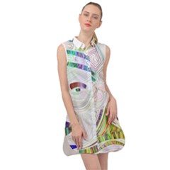 Maasai-man-people-abstract Sleeveless Shirt Dress by 99art