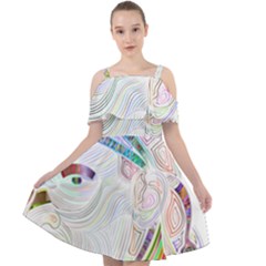 Maasai-man-people-abstract Cut Out Shoulders Chiffon Dress by 99art