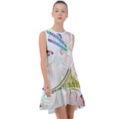 Maasai-man-people-abstract Frill Swing Dress by 99art