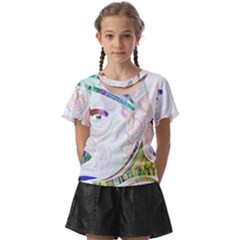 Maasai-man-people-abstract Kids  Front Cut Tee by 99art