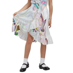 Maasai-man-people-abstract Kids  Ruffle Flared Wrap Midi Skirt