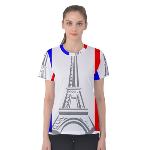 Eiffel-tower-france-flag-tower- Women s Cotton Tee by 99art