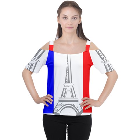 Eiffel-tower-france-flag-tower- Cutout Shoulder Tee by 99art