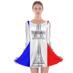 Eiffel-tower-france-flag-tower- Long Sleeve Skater Dress by 99art