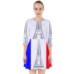 Eiffel-tower-france-flag-tower- Smock Dress by 99art