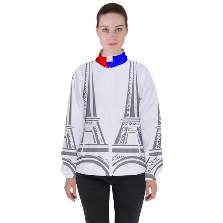 Eiffel-tower-france-flag-tower- Women s High Neck Windbreaker