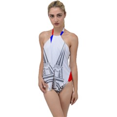 Eiffel-tower-france-flag-tower- Go With The Flow One Piece Swimsuit by 99art